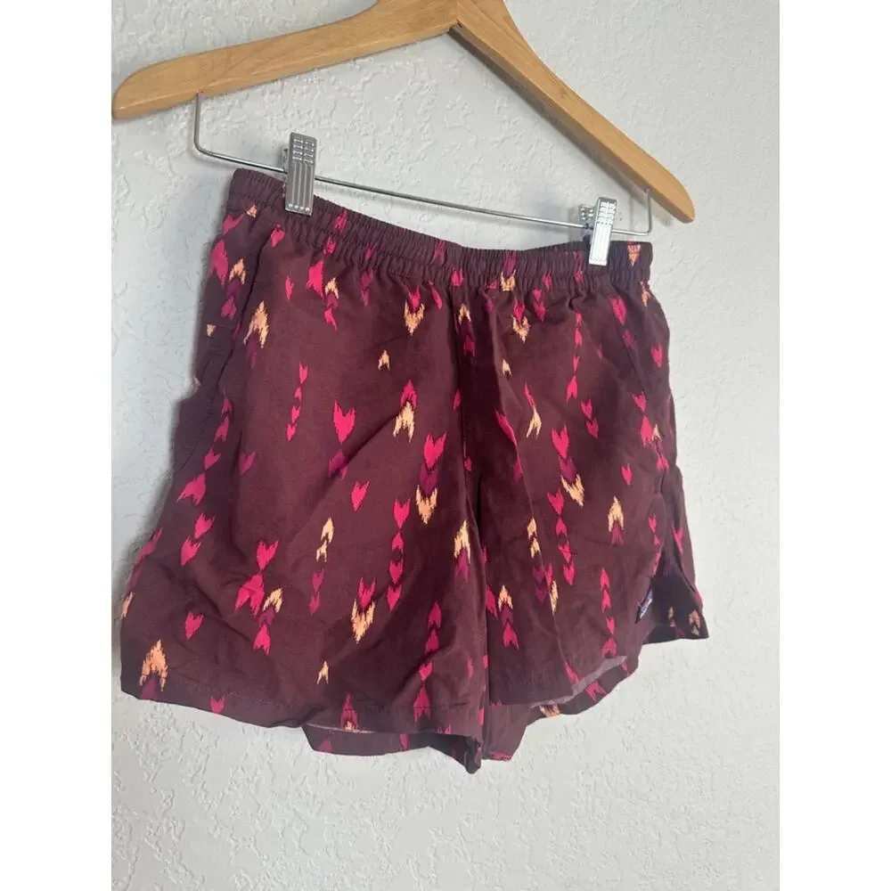 Patagonia Baggies Women's Maroon Shorts Aztec Arrow Print Pockets Summer